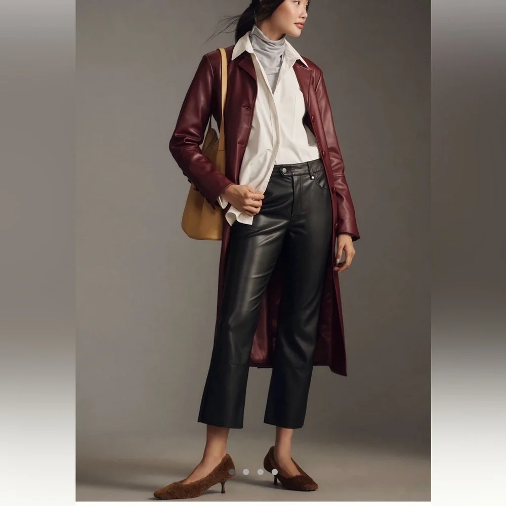 NWT new 30 Anthropologie pilcro cropped faux leather moto pants black short